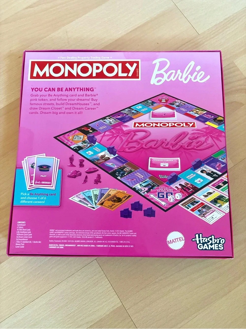 Brand NEW Barbie Monopoly Board Game – 6 Pink Tokens 16 Dreamhouses Barbie Money